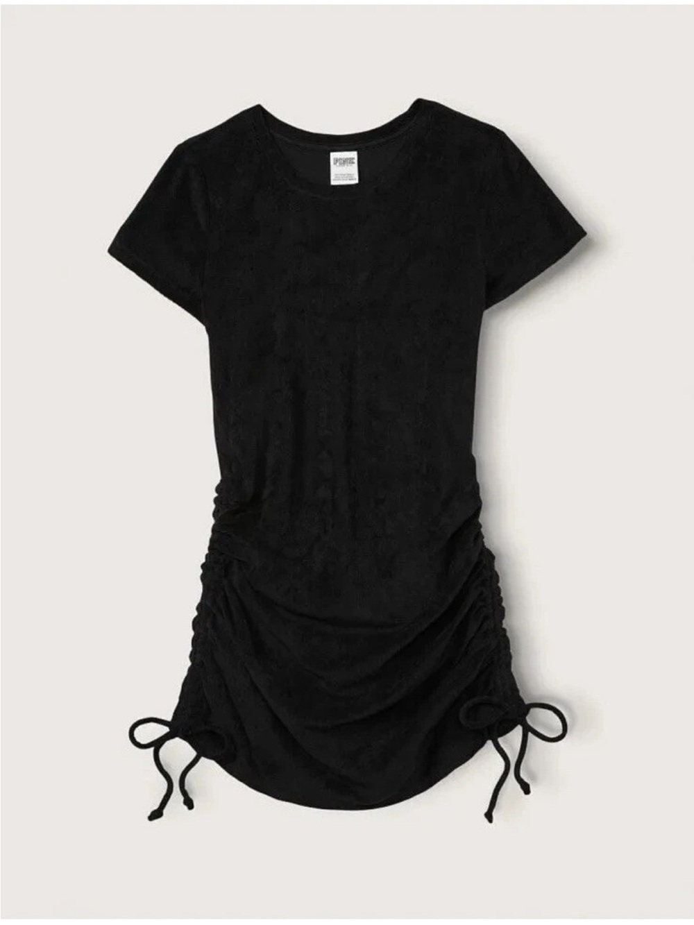 PINK Victoria's Secret Black Ruched T-Shirt Mini Dress